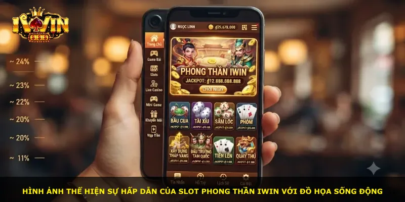 Hình ảnh thể hiện sự hấp dẫn của slot Phong Thần iWin với đồ họa sống động