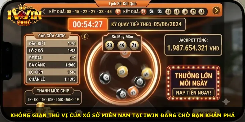 Không gian thú vị của xổ số miền Nam tại iWin đang chờ bạn khám phá